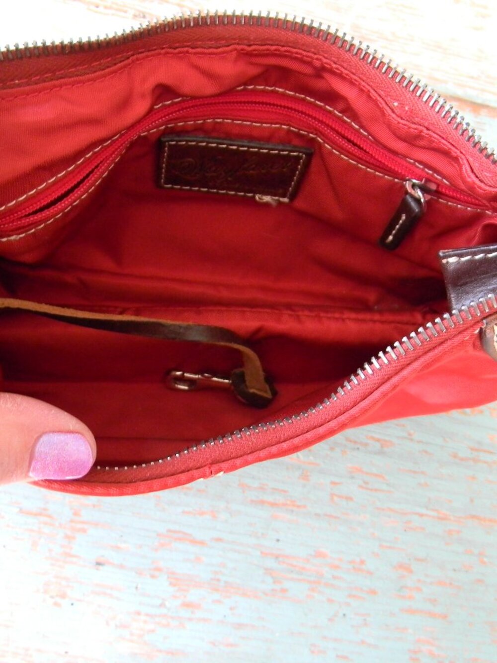 Dooney & Bourke Wayfarer RED Nylon Mini Shoulder Bag with Leather Trim Y2K - Picture 6 of 11